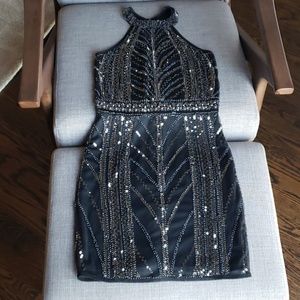 Windsor Black Sequin Shiny Sleeveless Dress